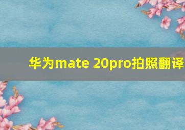 华为mate 20pro拍照翻译